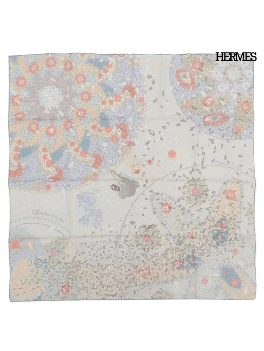 Hermes Carre 90 Silk Scarf Flower Offering Offrandes Dun Jour Multicolor